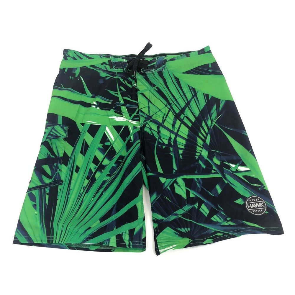 Tony Hawk Board Shorts 32 green black Reflex Stretch Beach Men